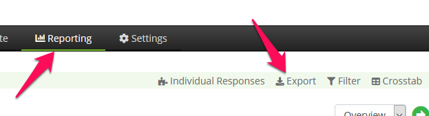 Click on reporting and then export