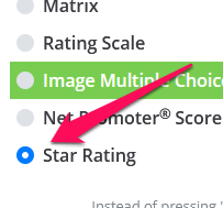 Choose the Star Rating question