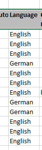 Idioma do inquérito nas exportações de resposta